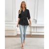 imageBsubseach Women Dressy Casual Blouse Long Sleeve Work Shirts Wrap Belted V Neck Business TopsBlack