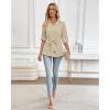 imageBsubseach Women Dressy Casual Blouse Long Sleeve Work Shirts Wrap Belted V Neck Business TopsLight Khaki