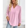 imageBsubseach Women Dressy Casual Blouse Long Sleeve Work Shirts Wrap Belted V Neck Business TopsPink