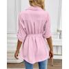 imageBsubseach Women Dressy Casual Blouse Long Sleeve Work Shirts Wrap Belted V Neck Business TopsPink