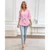 imageBsubseach Women Dressy Casual Blouse Long Sleeve Work Shirts Wrap Belted V Neck Business TopsPink