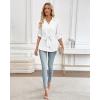 imageBsubseach Women Dressy Casual Blouse Long Sleeve Work Shirts Wrap Belted V Neck Business TopsWhite