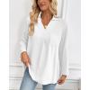 imageBsubseach Women Dressy Casual Blouse Long Sleeve Work Shirts Wrap Belted V Neck Business TopsWhite