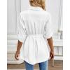 imageBsubseach Women Dressy Casual Blouse Long Sleeve Work Shirts Wrap Belted V Neck Business TopsWhite
