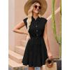 imageBsubseach Women Summer Dresses 2025 Sleeveless Linen Mini Short Dress Button Down Shirt Sundress Cotton Casual DressBlack