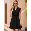 imageBsubseach Women Summer Dresses 2025 Sleeveless Linen Mini Short Dress Button Down Shirt Sundress Cotton Casual DressBlack