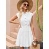 imageBsubseach Women Summer Dresses 2025 Sleeveless Linen Mini Short Dress Button Down Shirt Sundress Cotton Casual DressWhite
