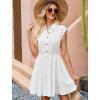imageBsubseach Women Summer Dresses 2025 Sleeveless Linen Mini Short Dress Button Down Shirt Sundress Cotton Casual DressWhite