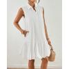 imageBsubseach Womens Casual Summer Dresses Sleeveless Linen Bubble Mini Short Dress Button Down Shirt Sundress with PocketsWhite