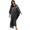 imageBsubseach Womens Plus Size Kaftan Dresses Sparkly Glitter V Neck Swimsuit Coverup Beach Maxi Silky Caftans LoungewearBlack