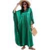 imageBsubseach Womens Plus Size Kaftan Dresses Sparkly Glitter V Neck Swimsuit Coverup Beach Maxi Silky Caftans LoungewearGreen