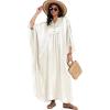 imageBsubseach Womens Plus Size Kaftan Dresses Sparkly Glitter V Neck Swimsuit Coverup Beach Maxi Silky Caftans LoungewearWhite