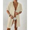 imageBsubseach Womens Swimsuit Cover Up Shirt Button Down Short Sleeve Bathingsuit Coverups Hooded Beach Coverup With PocketsApricot