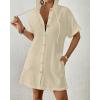 imageBsubseach Womens Swimsuit Cover Up Shirt Button Down Short Sleeve Bathingsuit Coverups Hooded Beach Coverup With PocketsApricot