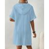 imageBsubseach Womens Swimsuit Cover Up Shirt Button Down Short Sleeve Bathingsuit Coverups Hooded Beach Coverup With PocketsSky Blue