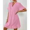 imageBsubseach Womens Swimsuit Cover Up Shirt Ruffle Short Sleeve Bathing Suit Coverups V Neck Flowy Ruffled Beach Bikini DressPink