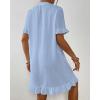 imageBsubseach Womens Swimsuit Cover Up Shirt Ruffle Short Sleeve Bathing Suit Coverups V Neck Flowy Ruffled Beach Bikini DressSky Blue