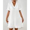 imageBsubseach Womens Swimsuit Cover Up Shirt Ruffle Short Sleeve Bathing Suit Coverups V Neck Flowy Ruffled Beach Bikini DressWhite