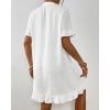 imageBsubseach Womens Swimsuit Cover Up Shirt Ruffle Short Sleeve Bathing Suit Coverups V Neck Flowy Ruffled Beach Bikini DressWhite