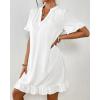 imageBsubseach Womens Swimsuit Cover Up Shirt Ruffle Short Sleeve Bathing Suit Coverups V Neck Flowy Ruffled Beach Bikini DressWhite