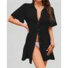 imageBsubseach Womens Swimsuit Coverup Button Down Bathing Suit Cover Up Swimwear Bell Sleeve Beach Shirt DressBlack