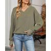 imageBsubseach Womens Waffle Knit Tops Long Sleeve V Neck Shirts Dressy Casual Blouse 2025 Fall Loose Tunic Top OutfitsArmy Green