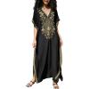 imageBsubseach Kaftan Cover Ups for Swimwear Long Caftan Loungewear Gold Embroidery Swimsuit Cover Up DressBlack