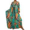 imageBsubseach Kaftan Dresses for Women Floral Printed Plus Size Beach Cover Up Maxi Batwing Sleeves MooMoo Caftan DressTropical Leaf