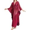 imageBsubseach Kaftan Dresses for Women Sparkly Glitter Batwing Sleeve Kaftan Cover Up Beach Maxi Dress LoungewearRed