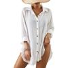 imageBsubseach Long Sleeve Swimsuit Coverup for Women Button Down Bathing Suit Cover Up Shirt Casual Beach Dress Black SWhite