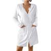 imageBsubseach Terry Cloth Cover Up  Women Zip Up Long Sleeve Swimsuit Coverup Hooded Bath Robes with PocketsWhite