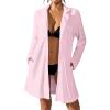 imageBsubseach Terry Cloth Swim Cover Up for Women Swimsuit Coverup Long Sleeve Button Down Bathing Suit Cover Ups with PocketsPink