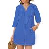 imageBsubseach Terry Cloth Swim Coverup  Women Long Sleeve Hooded Swimsuit Coverup Zipper Beach Coverups Robes with PocketsBlue