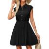 imageBsubseach Women Summer Dresses 2025 Sleeveless Linen Mini Short Dress Button Down Shirt Sundress Cotton Casual DressBlack