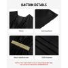 imageBsubseach Kaftan Dresses for Women Solid Color V Neck Batwing Sleeve Caftan Dress Satin Plus Size Maxi Beach Cover UpBlack