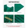 imageBsubseach Kaftan Dresses for Women Solid Color V Neck Batwing Sleeve Caftan Dress Satin Plus Size Maxi Beach Cover UpDark Green