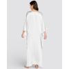 imageBsubseach Kaftan Dresses for Women Solid Color V Neck Batwing Sleeve Caftan Dress Satin Plus Size Maxi Beach Cover UpWhite