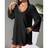 imageBsubseach Terry Cloth Cover Up Women Long Sleeve Bathing Suit Coverup Oversized Hooded Towel Dress with PocketsBlack