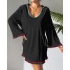 imageBsubseach Terry Cloth Cover Up Women Long Sleeve Bathing Suit Coverup Oversized Hooded Towel Dress with PocketsBlack