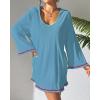 imageBsubseach Terry Cloth Cover Up Women Long Sleeve Bathing Suit Coverup Oversized Hooded Towel Dress with PocketsBlue
