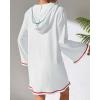 imageBsubseach Terry Cloth Cover Up Women Long Sleeve Bathing Suit Coverup Oversized Hooded Towel Dress with PocketsWhite
