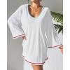 imageBsubseach Terry Cloth Cover Up Women Long Sleeve Bathing Suit Coverup Oversized Hooded Towel Dress with PocketsWhite