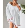imageBsubseach Terry Cloth Cover Up Women Long Sleeve Bathing Suit Coverup Oversized Hooded Towel Dress with PocketsWhite