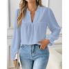 imageBsubseach Womens Tops Ruffle Long Sleeve Swiss Dot Blouses for Women Dressy Casual Fashion ShirtsLight Blue