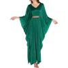 imageBsubseach Kaftan Dresses for Women Solid Color V Neck Batwing Sleeve Caftan Dress Satin Plus Size Maxi Beach Cover UpDark Green