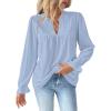 imageBsubseach Womens Tops Ruffle Long Sleeve Swiss Dot Blouses for Women Dressy Casual Fashion ShirtsLight Blue