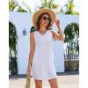 imageBsubseach Terry Cloth Swim Coverup  Women Beach Cover Up Dress V Neck Swimsuit Coverups with PocketsWhite