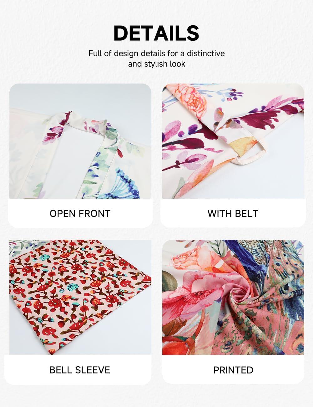 imageBsubseach Kimono swim cover up for women Robe Cardigan Coverups Long Beach Dress Bathing SuitPeacock Print 2