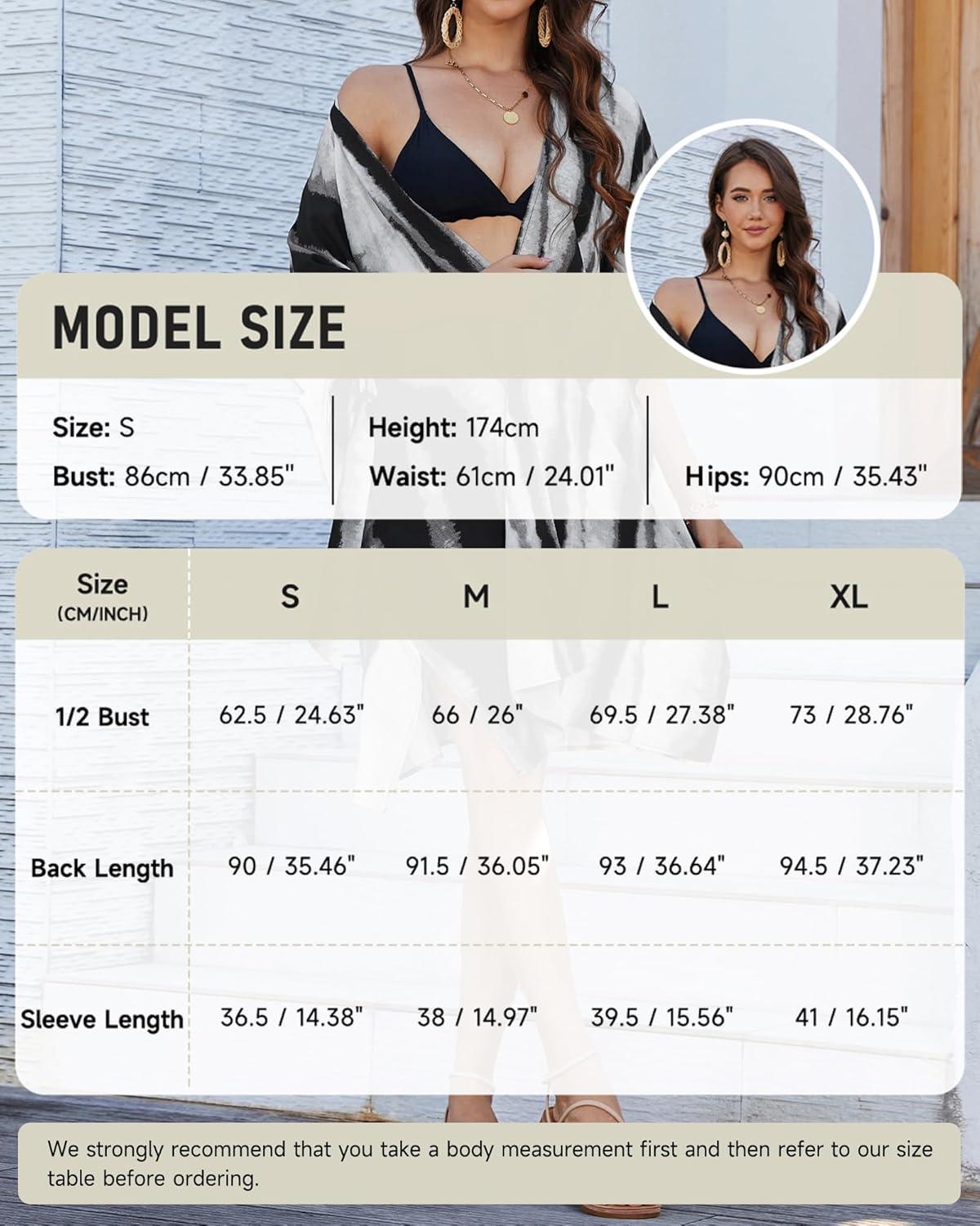 imageBsubseach Striped Kimono for Women 2025 Swimsuit Coverup Boho Beach Cover Up Open Front Cardigan Summer Short Robe Black White S