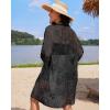 imageBsubseach 2025 Kimonos for Women Lace Swimsuit Coverup Mesh Swim Cover Up Beach Vacation Sheer Kimono Duster CardigansBblack